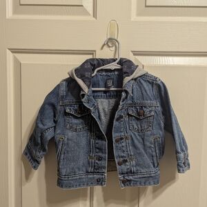 2T Baby GAP Blue Denim Jacket with Gray Hood